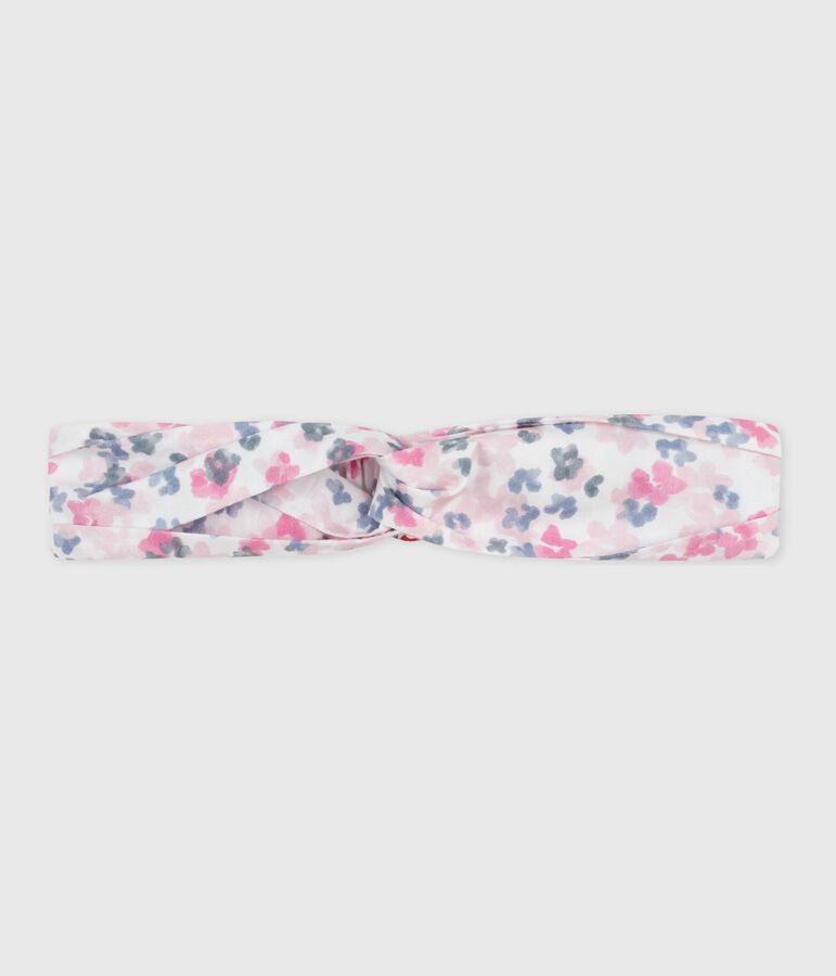 Children's hairband in floral-print poplin Ecru/multicolor