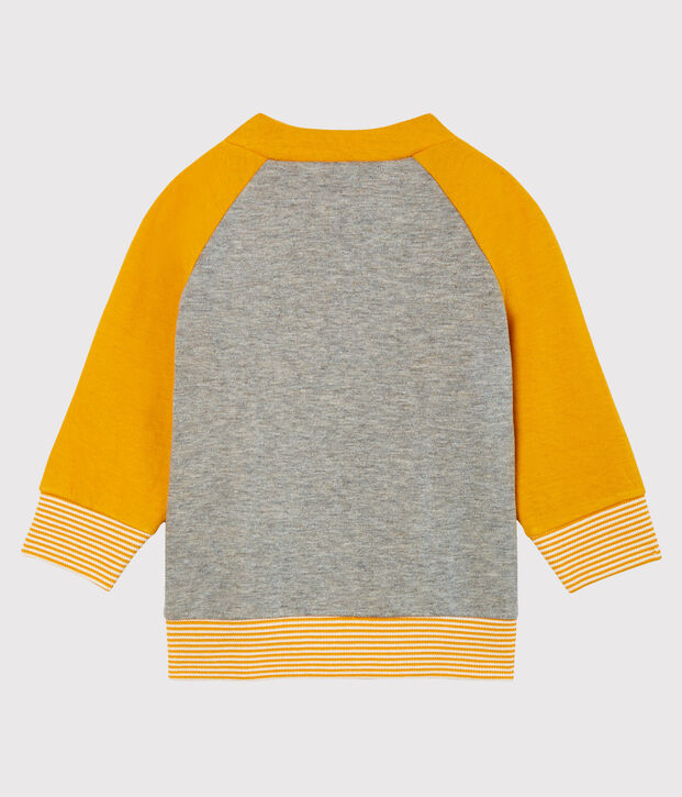 Baby Boys' Zip-Up Tube Knit Cardigan grey/yellow