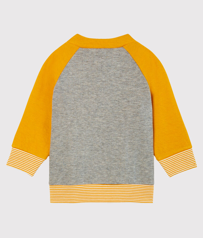 Baby Boys' Zip-Up Tube Knit Cardigan grey/yellow