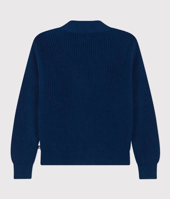 Women's Fisherman's Rib Cotton Cardigan INCOGNITO blue