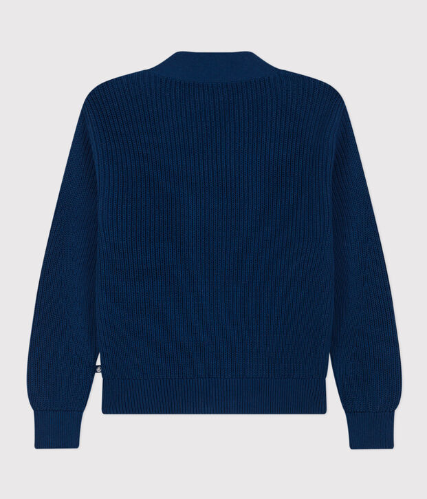 Women's Fisherman's Rib Cotton Cardigan blue