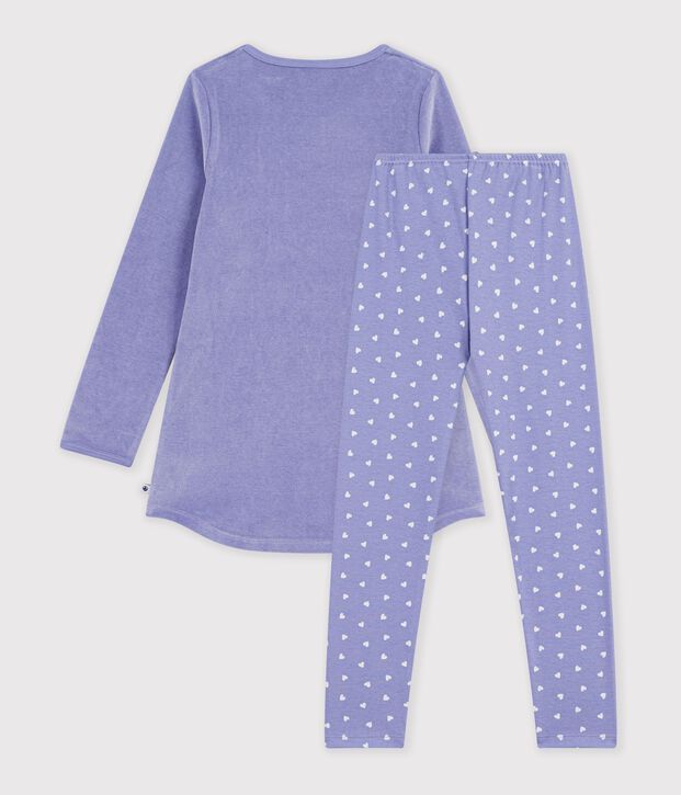 Children's velour nightdress and leggings purple/white