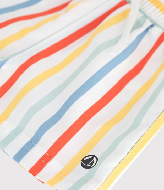 Babies' stripy swim shorts white/multicolor