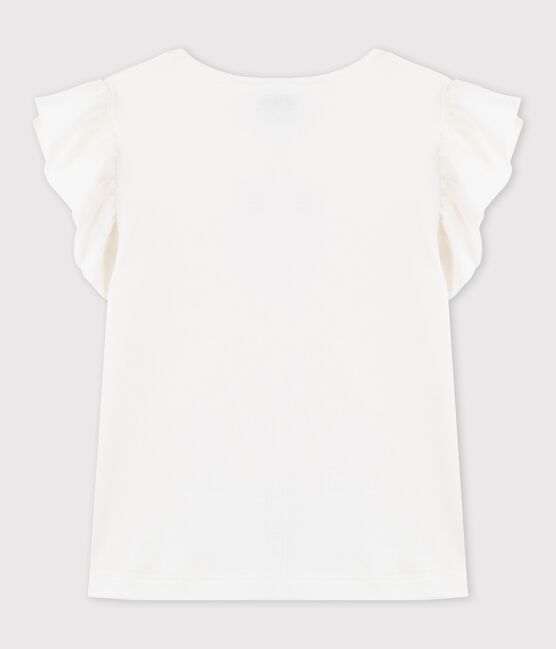 Girls' Short-Sleeved Cotton T-Shirt MARSHMALLOW white
