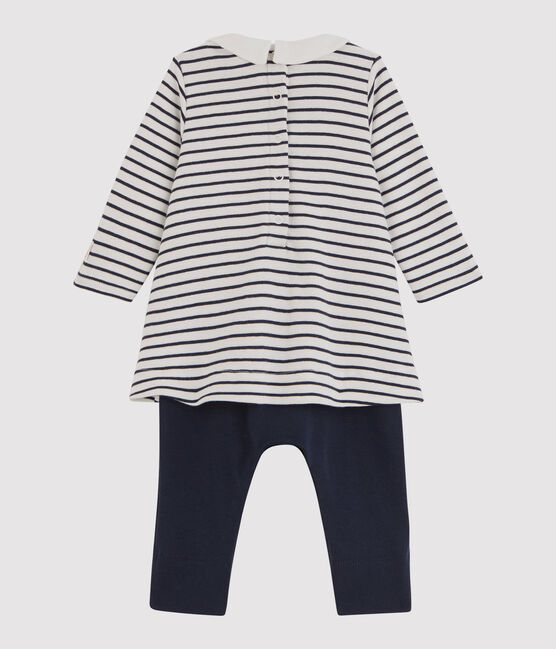 Baby girl's leggings dress MARSHMALLOW white/SMOKING blue