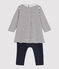 Baby girl's leggings dress MARSHMALLOW white/SMOKING blue