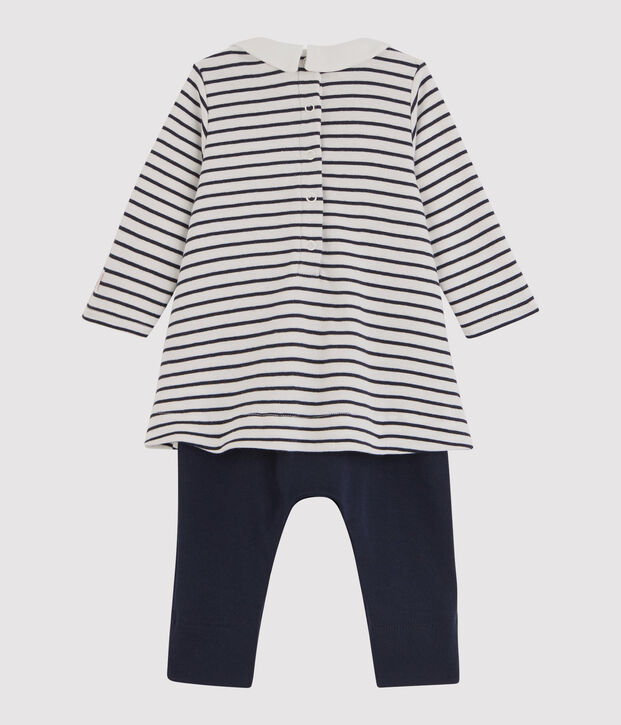 Baby girl's leggings dress white/blue