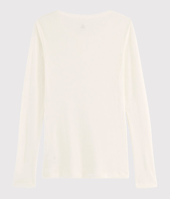 Women's wool and cotton blend T-shirt MARSHMALLOW white