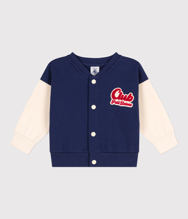Babies' Fleece Varsity Jacket blue/ecru