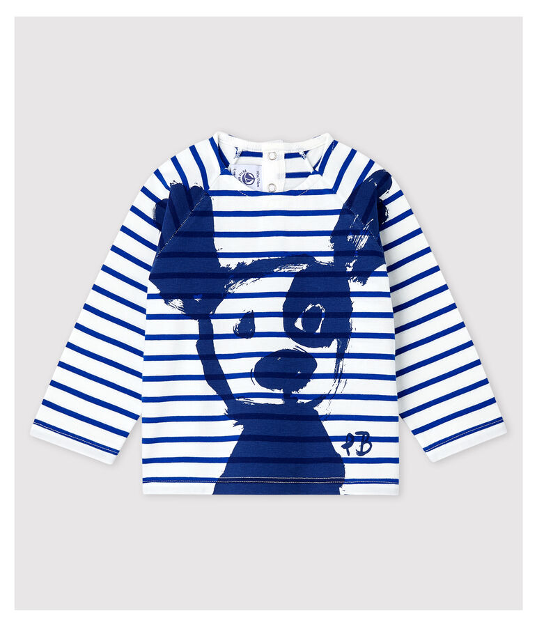 Baby Boys' Creative Jersey Breton Top MARSHMALLOW white/SURF blue