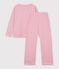 Women's straight-leg stripy cotton pyjamas pink/white