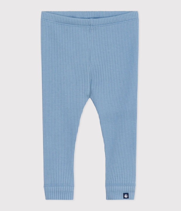 Babies' plain cotton leggings blue