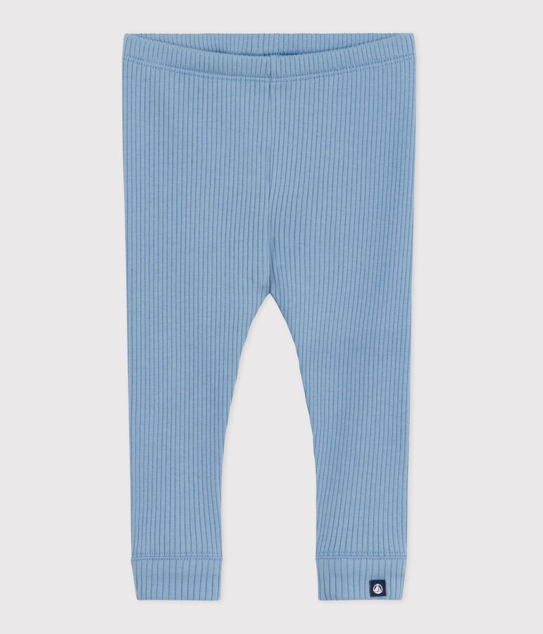Babies' plain cotton leggings blue