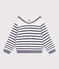 Children's stripy cotton sailor jumper MARSHMALLOW blue/SOIR