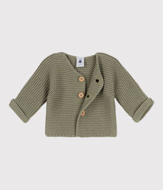 Babies' Moss Stitch Cotton Cardigan MARECAGE green