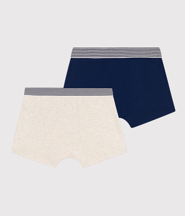 Boys' Plain Cotton and Elastane Boxer Shorts - 2-Pack multicolor
