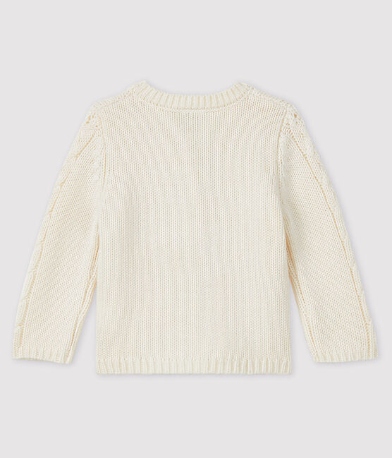 Baby girl's wool and cotton cardigan MARSHMALLOW white