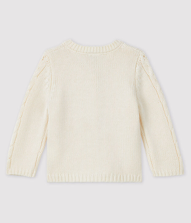 Baby girl's wool and cotton cardigan white