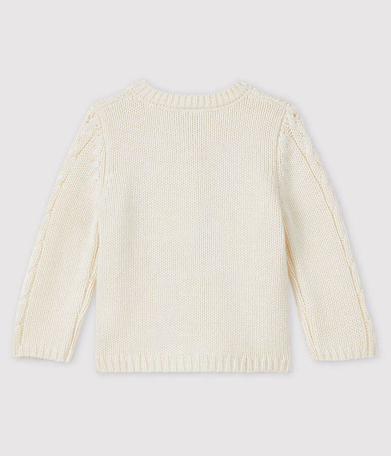 Baby girl's wool and cotton cardigan white