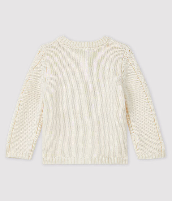 Baby girl's wool and cotton cardigan MARSHMALLOW white
