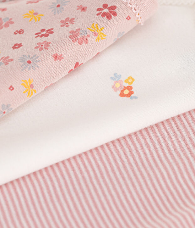 Babies' Floral Cotton Bodysuits with Straps - 3-Pack multicolor