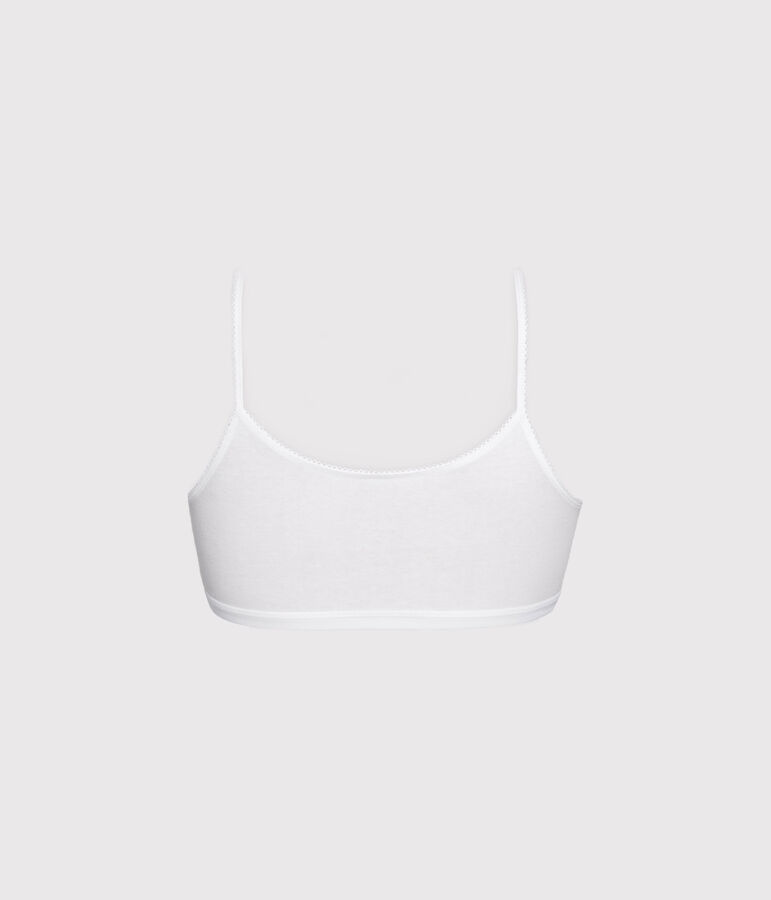 Girl's plain crop top ECUME white