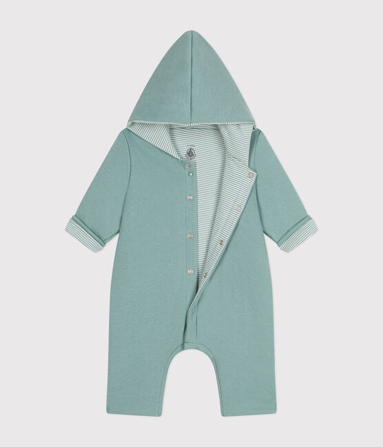 Babies' padded hooded cotton jumpsuit PAUL green
