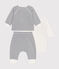 Babies' Cotton Striped Outfit - 2-Piece Set MARSHMALLOW white/SMOKING blue