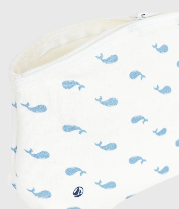 Babies' whale-print cotton bag white/blue