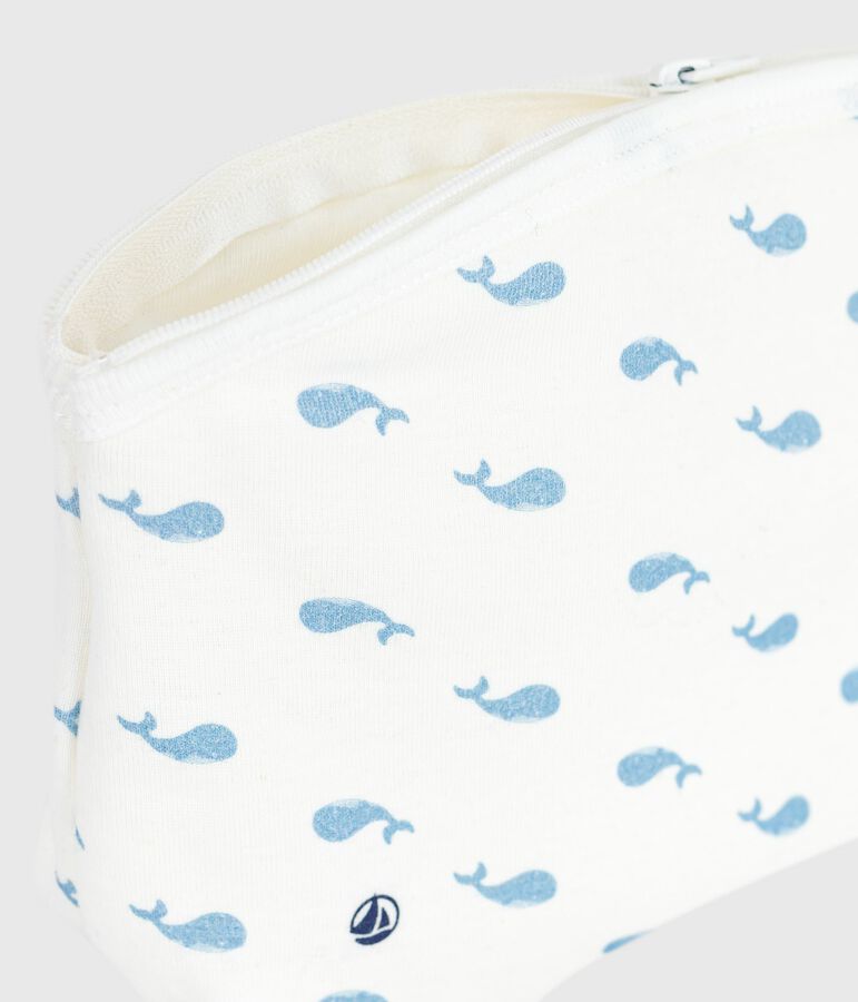 Babies' whale-print cotton bag white/blue