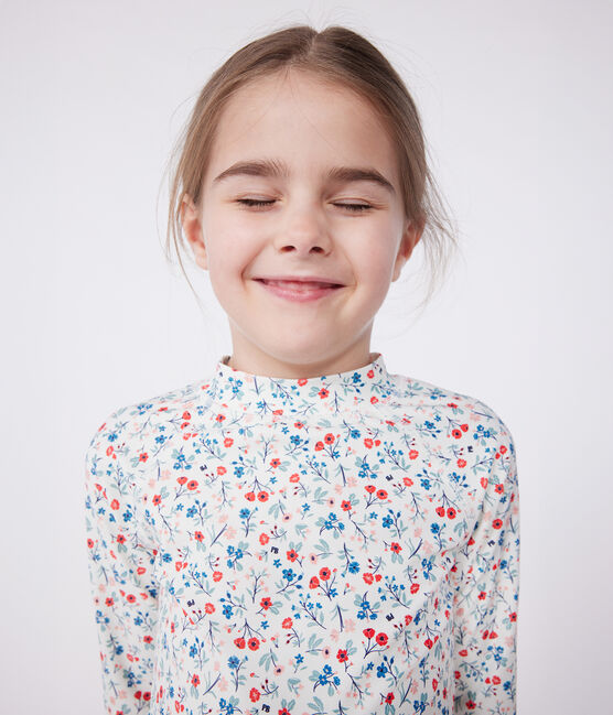 Children's UV-protective long-sleeved floral swim T-shirt MARSHMALLOW white/MULTICO white