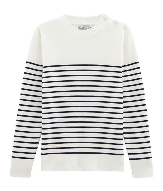 Men's Sailor Pullover MARSHMALLOW white/SMOKING blue