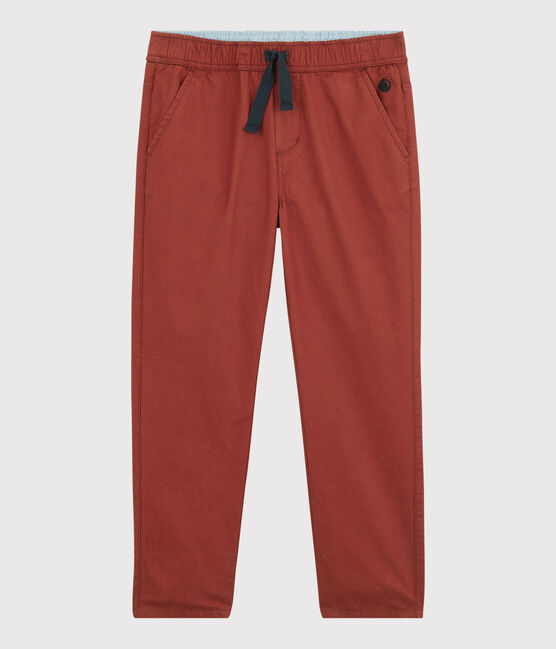 Boys' Regular Cotton Serge Trousers OMBRIE brown