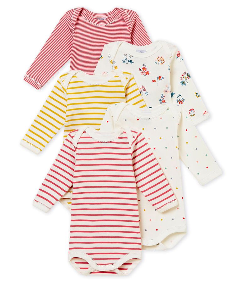 Set of 5 baby girl's long sleeved bodies multicolor