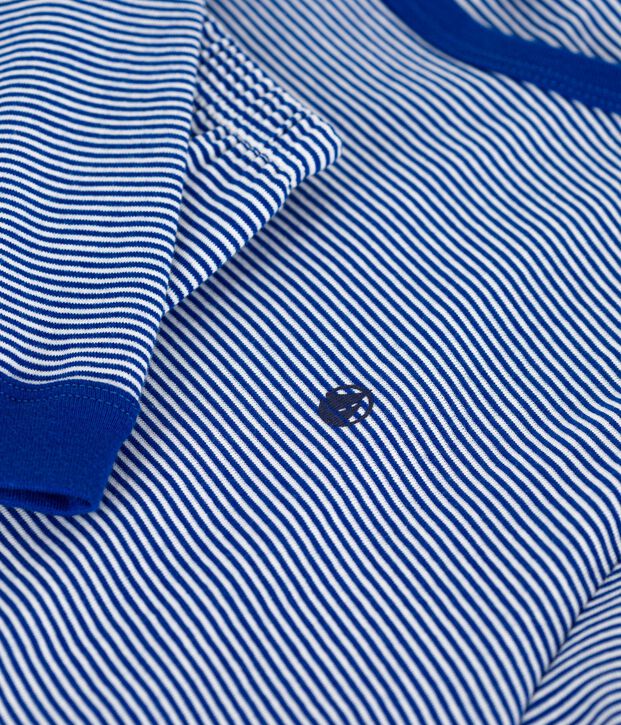 Children's stripy cotton pyjamas blue/white