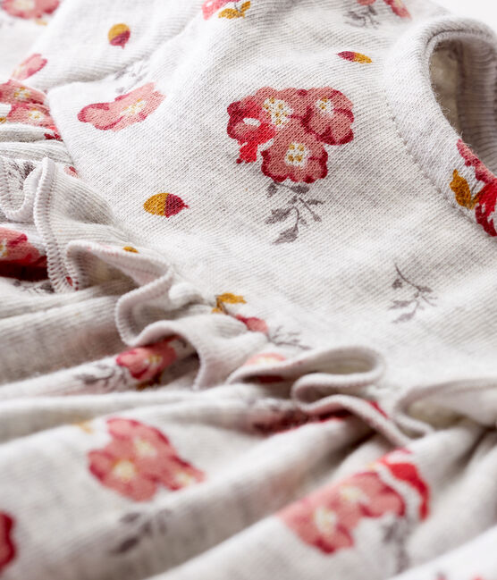 Baby Girls' Long-Sleeved Print Dress BELUGA grey/MULTICO white