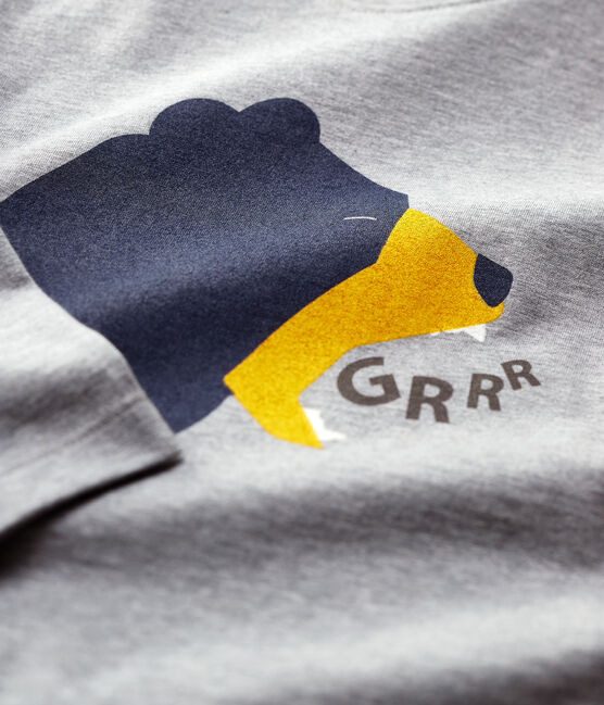 Boys' Long-Sleeved Cotton T-Shirt SUBWAY CHINE grey