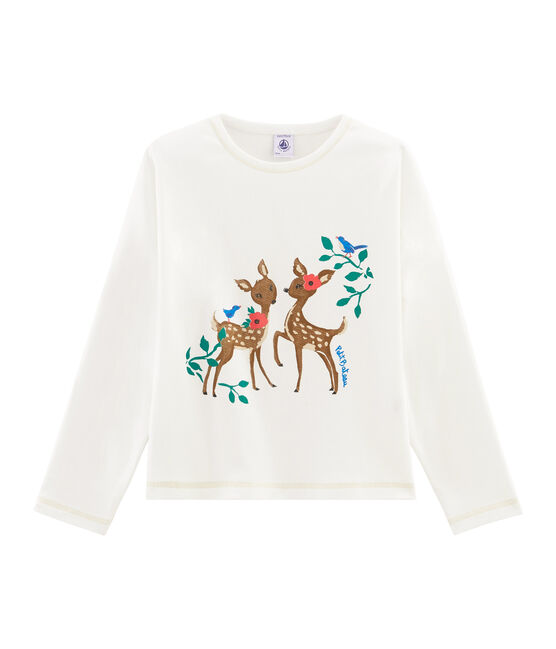Girls' Screen Printed T-Shirt MARSHMALLOW white