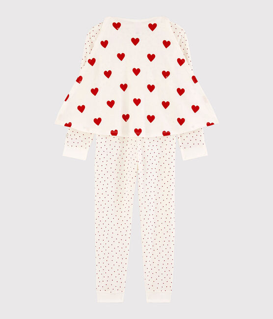 Girls' Superhero Fancy Dress Organic Cotton Jumpsuit MARSHMALLOW white/TERKUIT red