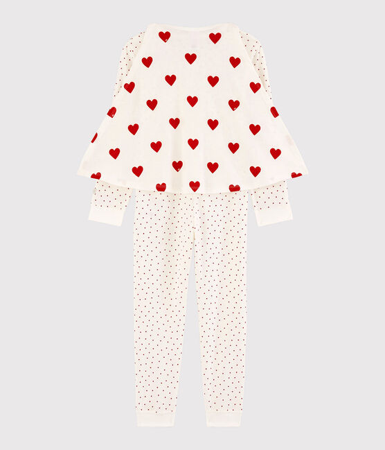Girls' Superhero Fancy Dress Organic Cotton Jumpsuit MARSHMALLOW white/TERKUIT red