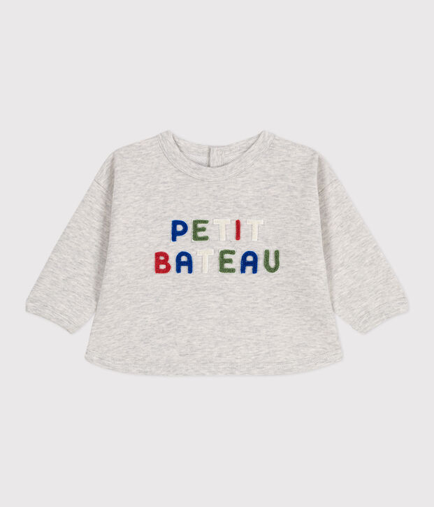 Babies' plain cotton sweatshirt grey