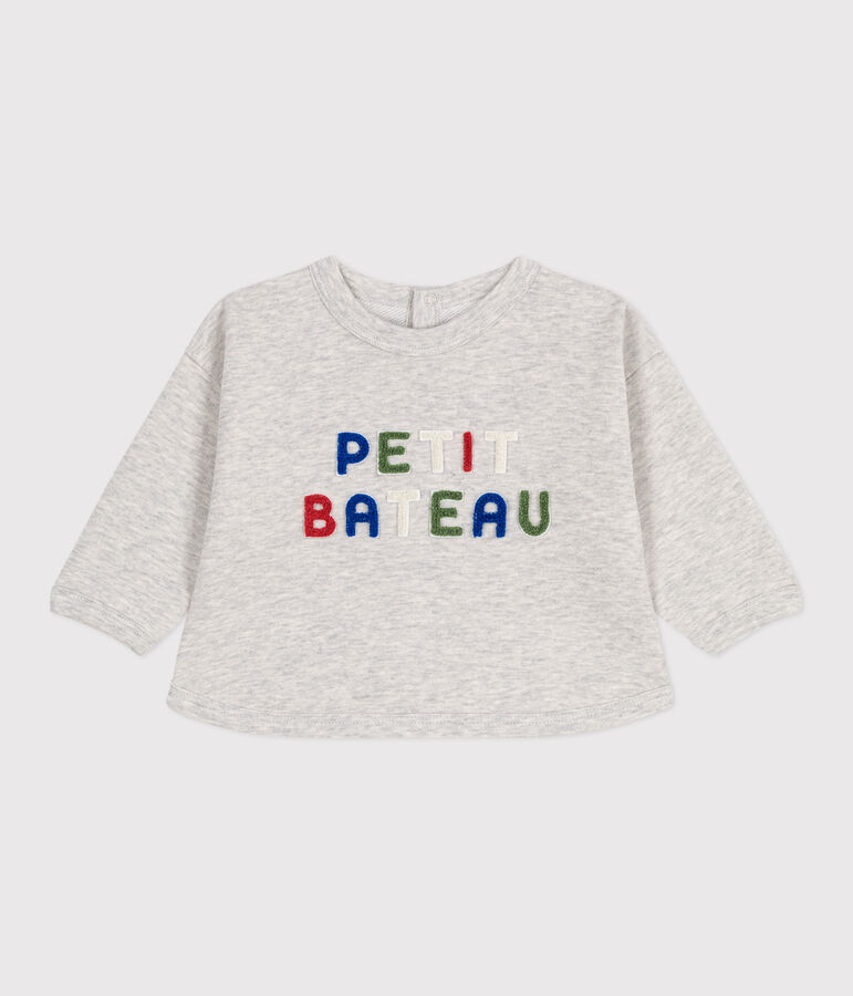 Babies' plain cotton sweatshirt BELUGA CHINE grey