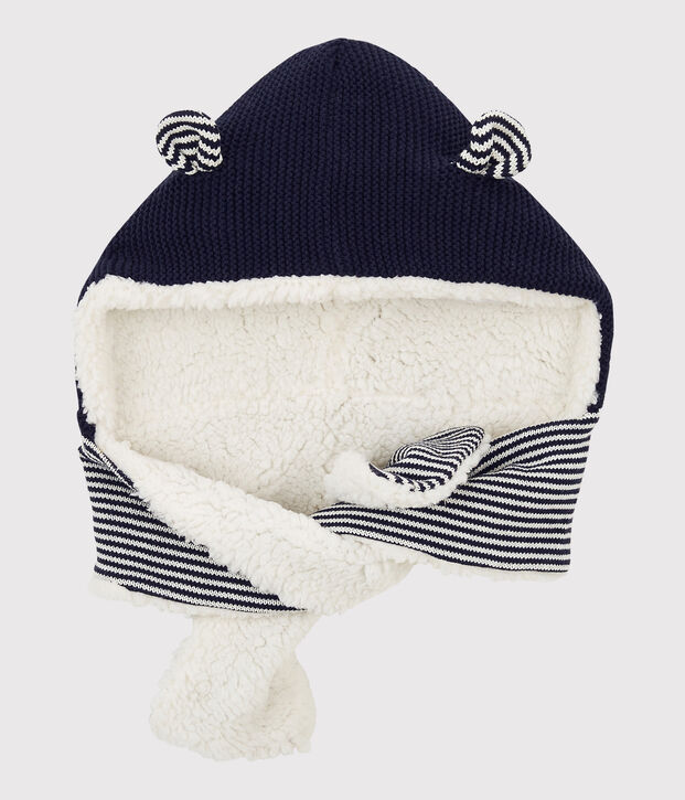 Babies' Knitted Hat Scarf blue/white