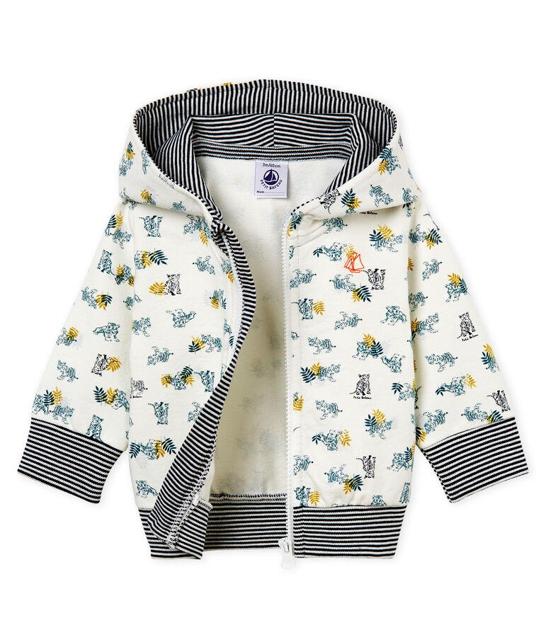 Baby boys' print hooded zip up Sweatshirt white/multicolor