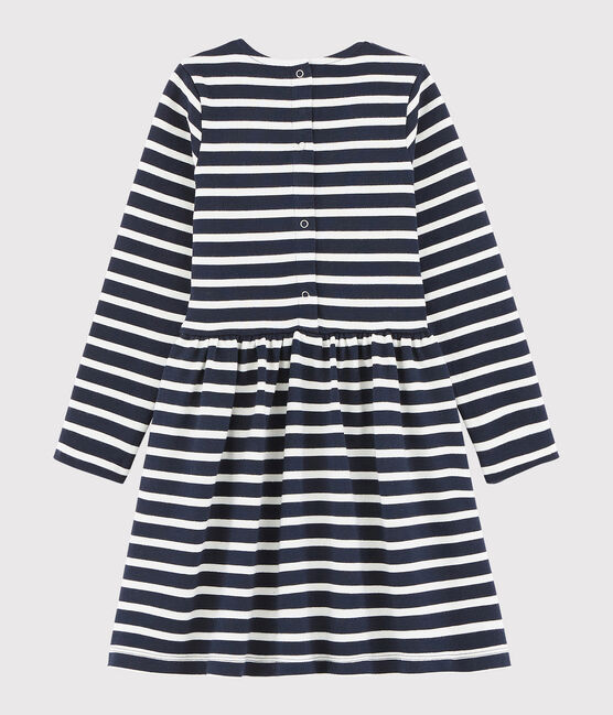 Girl's Long-sleeved Dress SMOKING blue/MARSHMALLOW white