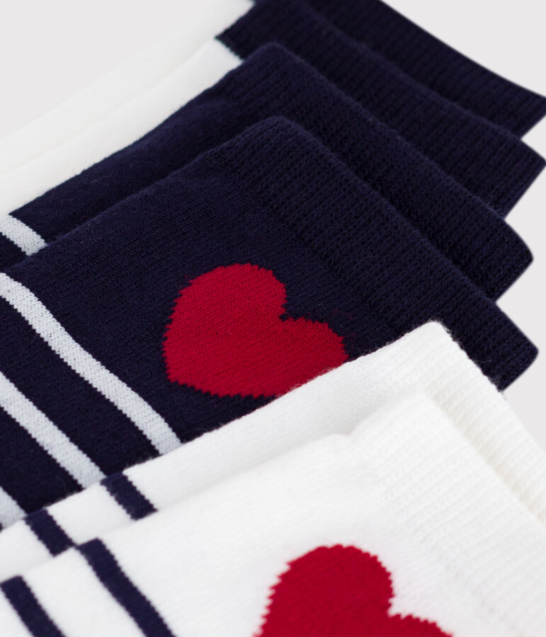 3 pairs of children's cotton socks with stripes and hearts multicolor