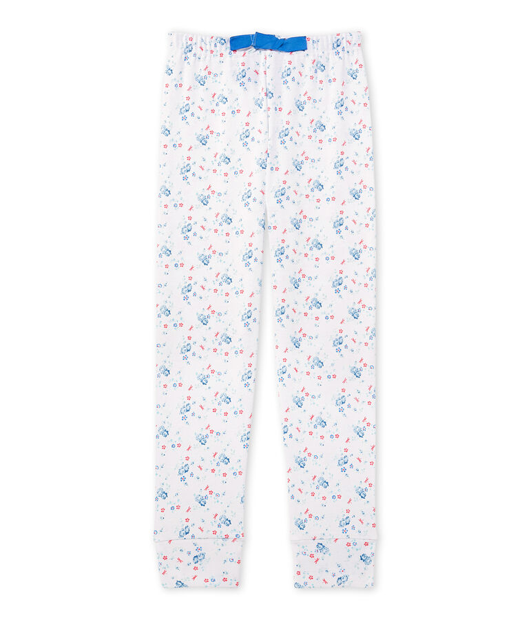 Girls' coordinating print pyjama bottoms white/blue/multicolor