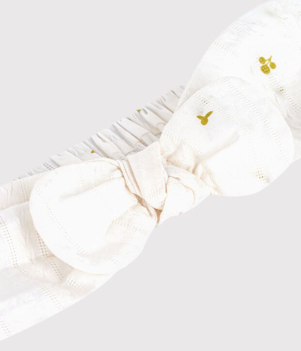 Children's hairband in floral-print poplin white/green