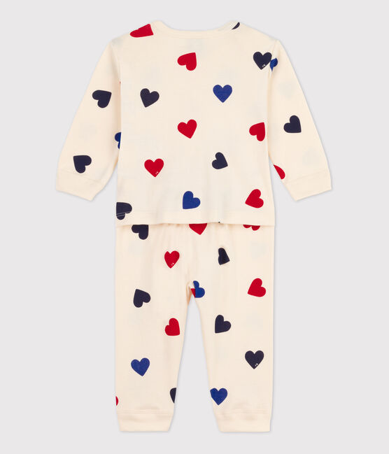 Babies' Heart Patterned Footless Cotton Sleepsuit AVALANCHE white/MULTICO