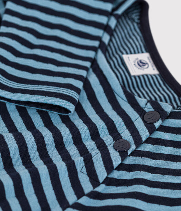 Girls' long-sleeved stripy tube knit dress blue/blue